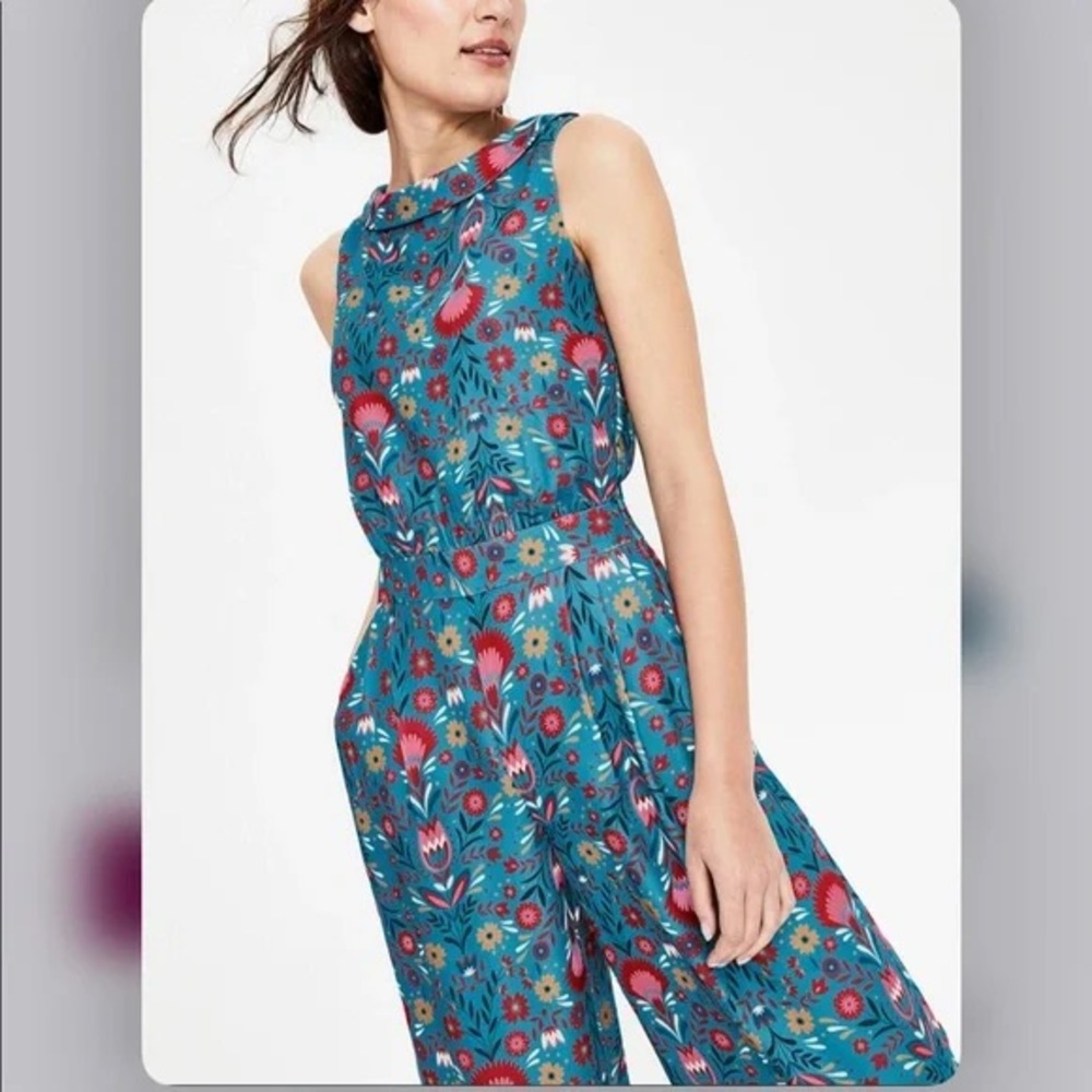 Boden Clarissa Boatneck Jumpsuit in Ultramarine Carnival Teal